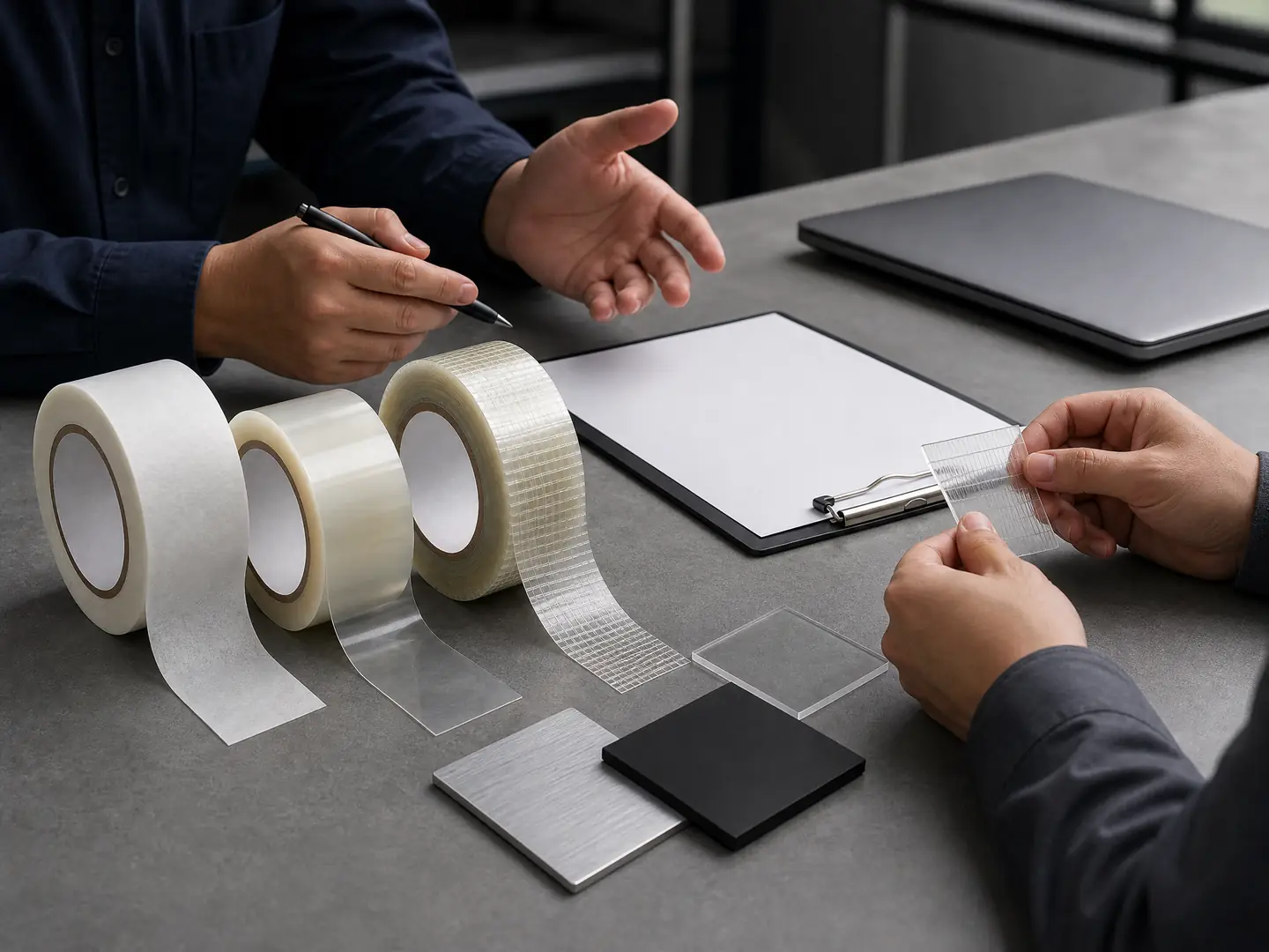 Procurement review of industrial adhesive tape samples for manufacturing use