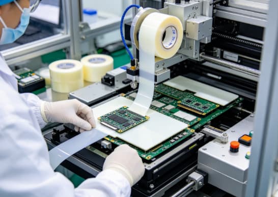 double sided tape for electronics, electronics assembly, component mounting