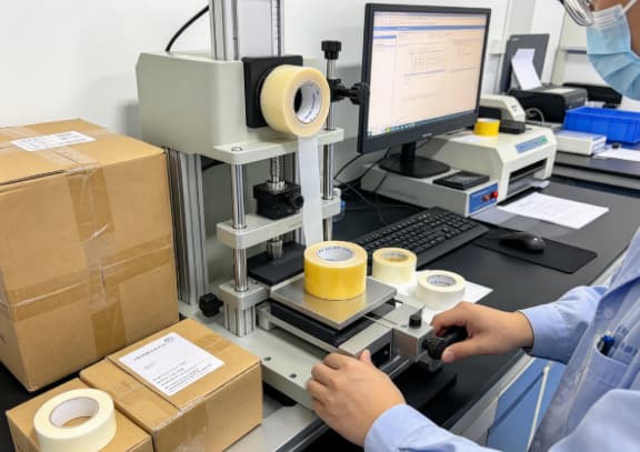 Peel adhesion test for pressure sensitive tape on lab test equipment